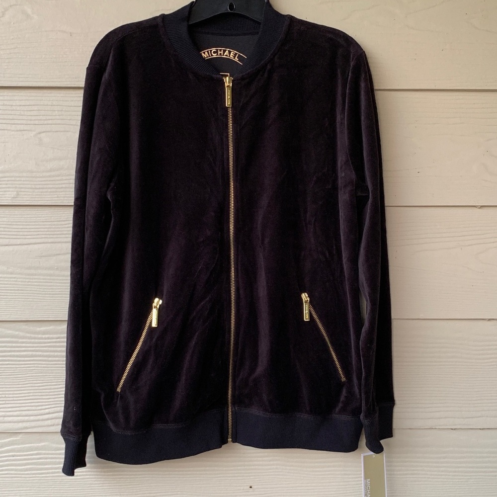 NWT MICHEAL KORS BLACK VELOUR JACKET SZ M